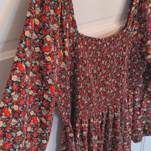 Floral Smocked Square Neck Maxi Dress